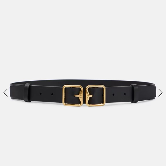 Burberry Black and Gold Leather Belt